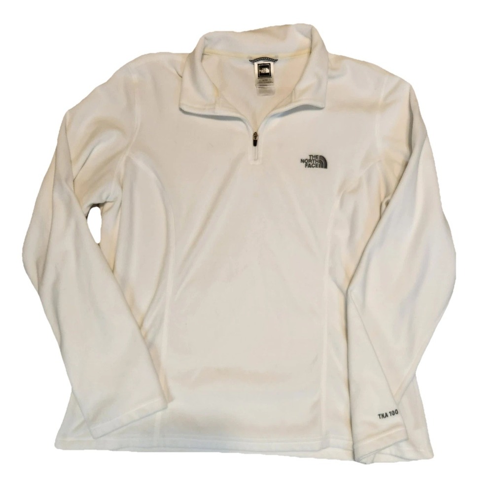 The North Face TKA 100 Womens XL White Quarter Zip Fleece Pullover Jacket
